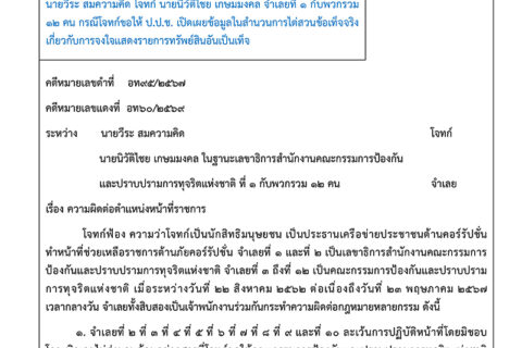ด่วน ! ศาลอาญาคดีทุจริตฯ พิพากษาจำคุก พล.ต.อ วัชรพลประสารราชกิจ และ สุภา ปิยะจิตติ คนละ 3 ปี ผิด ม.157 ไม่เปิดเผยข้อมูล ‘นาฬิกาบิ๊กป้อม’